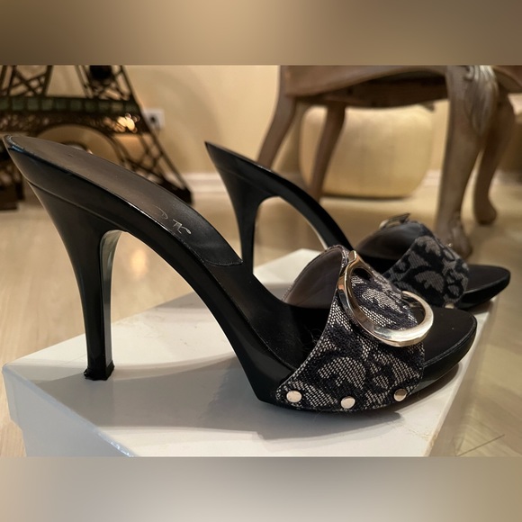 Christian Dior Monogram Trotter Large Silver C & D Mules EU38 💙 Size 8 - Picture 2 of 15